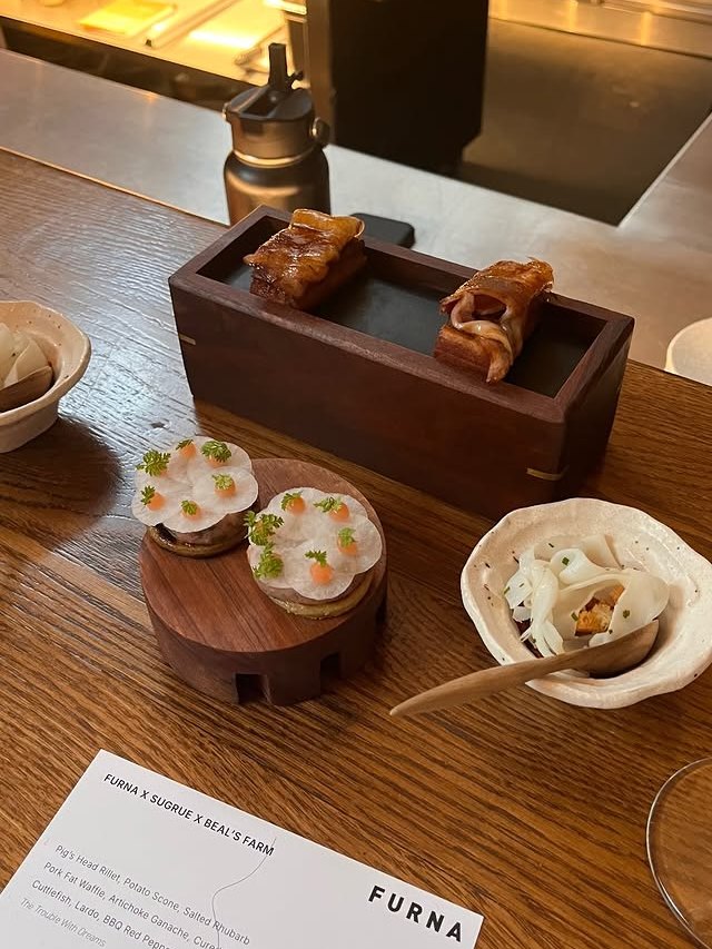 FURNA x Sugrue x Beal's Farm counter, canapes and the collaboration menu